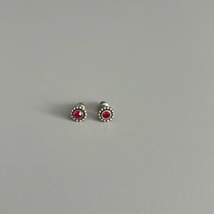 Brighton silver and red earrings